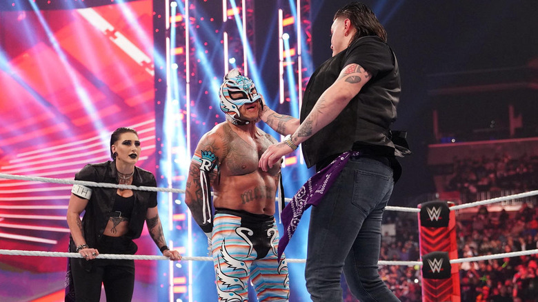 Dom slapping Rey as Rhea watches