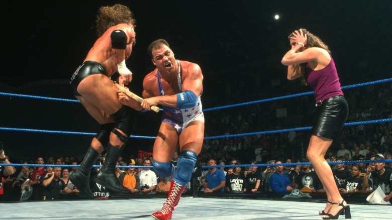 Kurt Angle hits Triple H