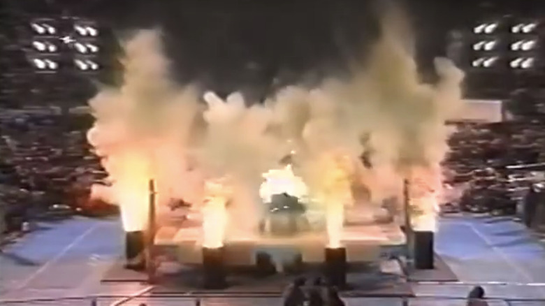 The ring explodes after Funk's match with Onita
