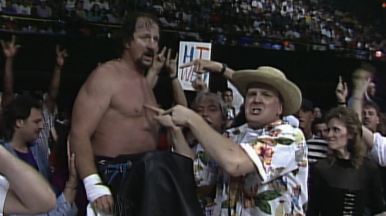 Terry Funk rallying the crowd at Slamboree 1994