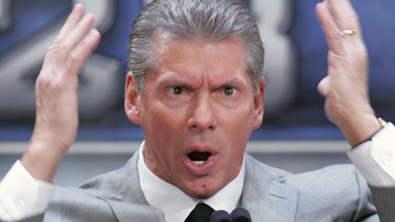 WWE chairman Vince McMahon speaks at the press conference held by Battle of the Billionaires to announce details of Wrestlemania 23 at Trump Tower on March 28, 2007 in New York City.