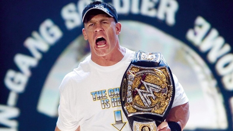 John Cena heads down to the ring, WWE Championship in tow, before cutting a promo on 