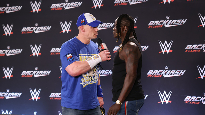 John Cena and R-Truth during the Backlash Post-Show
