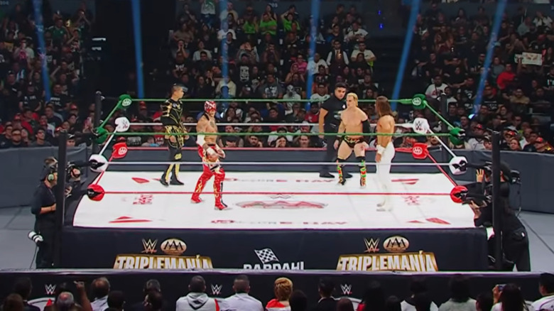 Rey Fenix, Mini Vikingo, Jack Cartwheel, and Nathan Frazer in the ring