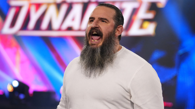 Brody King yells to the ring at MJF from the ramp during a segment on 