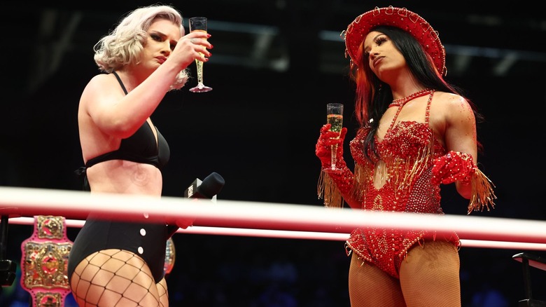 Mercedes Mone and Toni Storm share wine