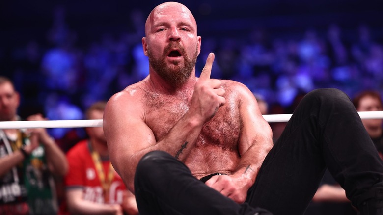 Jon Moxley celebrates victory
