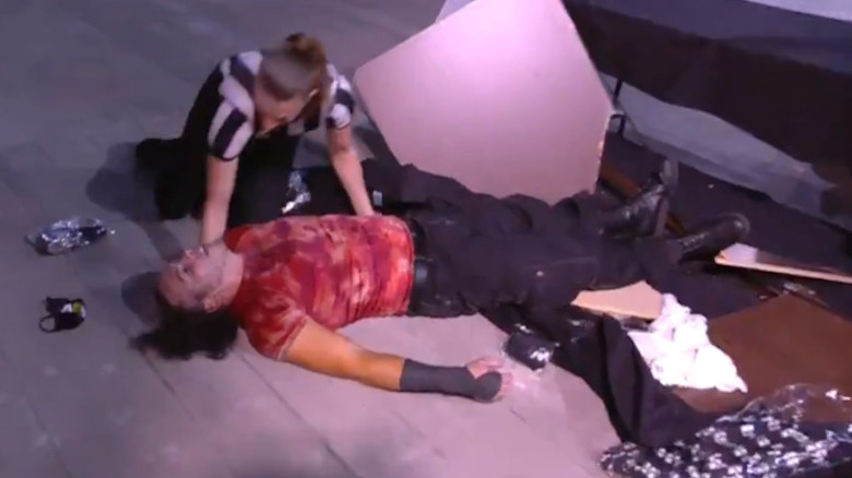 Aubrey Edwards tends to Matt Hardy at AEW All Out 2020