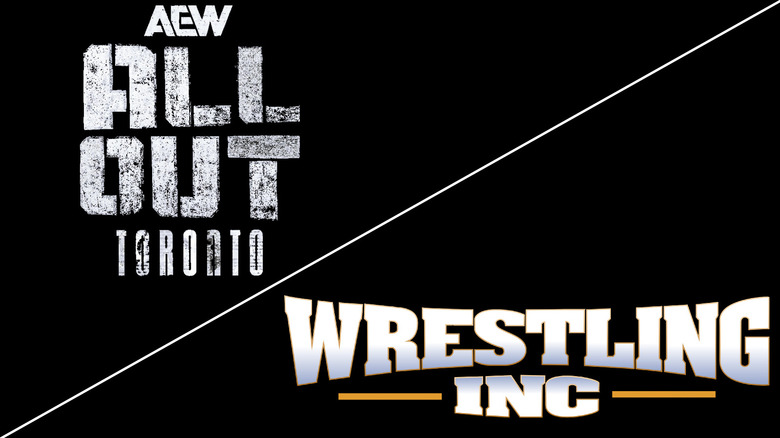 The AEW All Out Toronto logo above a diagonal white line, with the Wrestling inc. logo beneath it