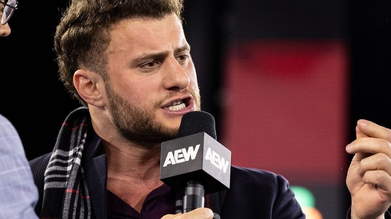 MJF is given an in-ring interview by an AEW official.