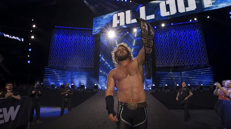 "Hangman" Adam Page celebrates at All Out 2025
