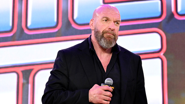 Triple H does not look happy