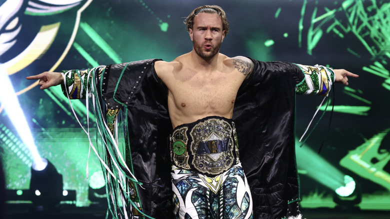 Ospreay on the entrance ramp with the AEW World Championship belt