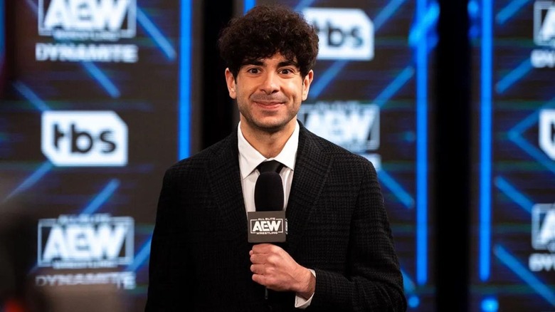 Tony Khan with a mic