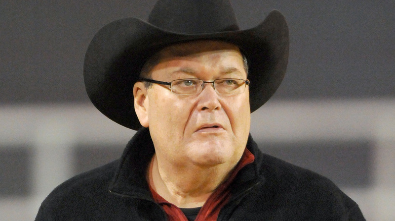 Jim Ross wearing a cowboy hat