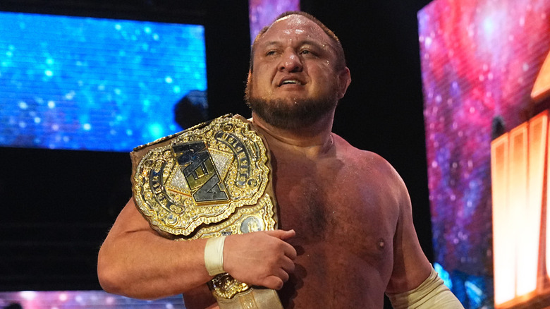 Samoa Joe with AEW title