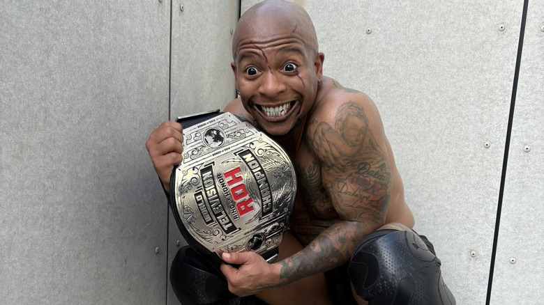 Lio Rush with the ROH Men's TV title