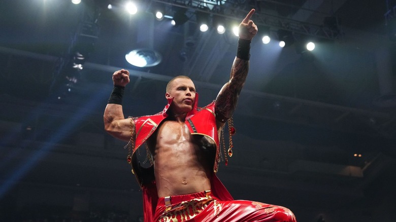 Kyle Fletcher posing on the turnbuckle
