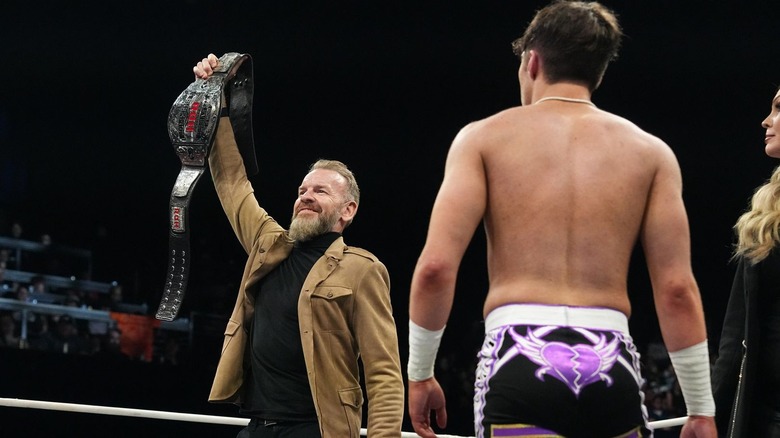 Christian Cage holding up the ROH Men's TV title