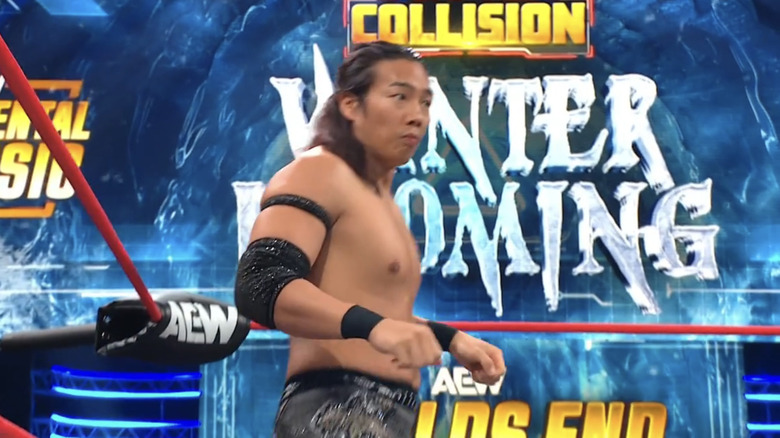 Konosuke Takeshita gets ready in the ring.