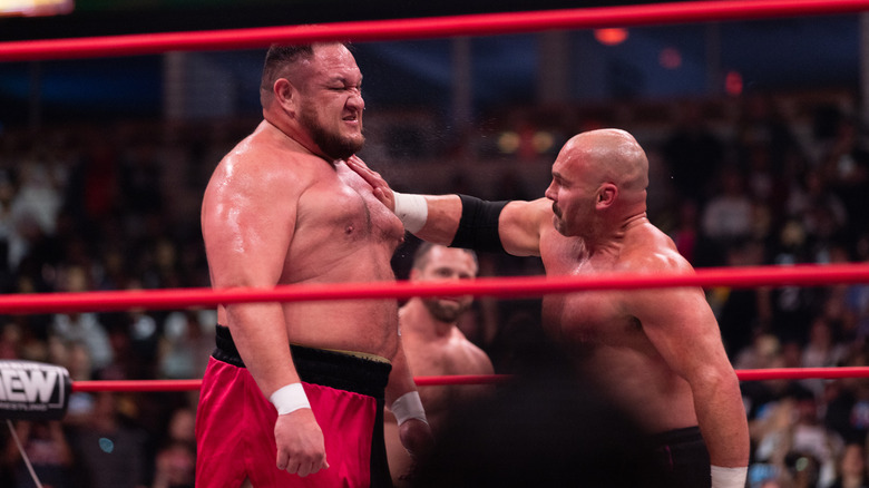 Dax Harwood chopping Samoa Joe