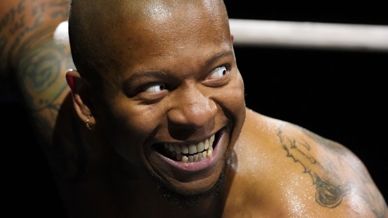 Lio Rush stares at his opponent