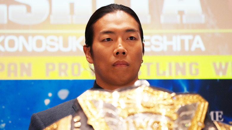 Konosuke Takeshita looking deadly serious