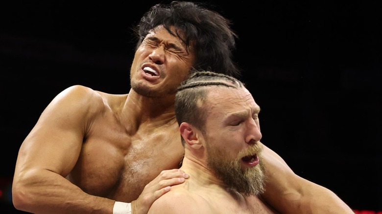 Katsuyori Shibata and Bryan Danielson having a good time wrestling