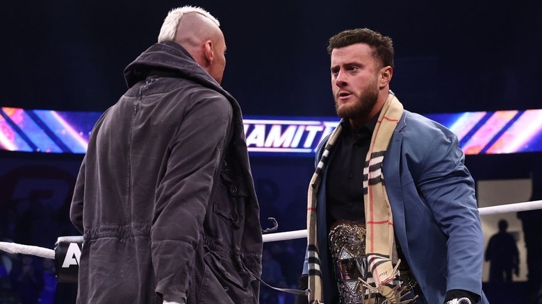 Darby Allin and MJF staring off