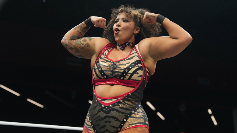 Willow Nightingale flexes in the middle of the ring during a match on "AEW Dynamite."