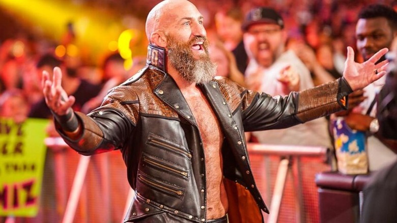Tommaso Ciampa poses on the ramp before getting in the ring for a match on WWE programming.
