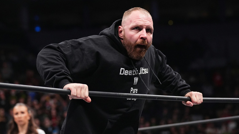 Jon Moxley leans on the ropes