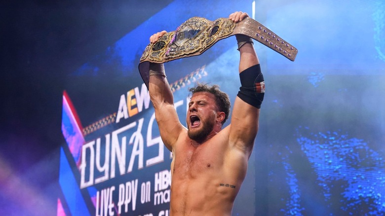 MJF celebrates with the AEW Title