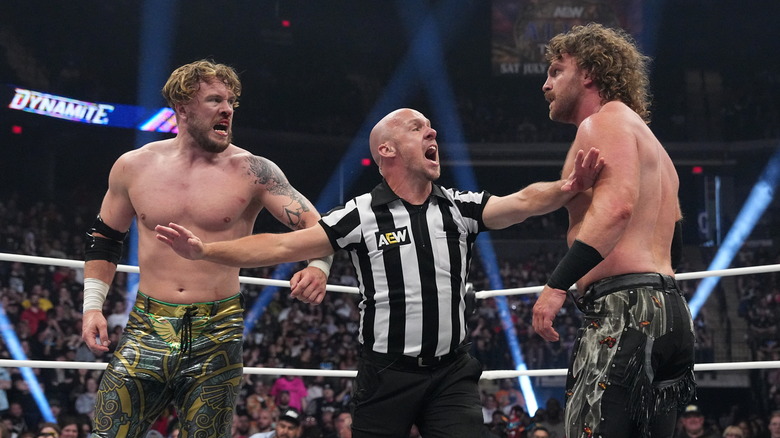 A referee separated Will Ospreay and "Hangman" Adam Page during their tag team match, where the men were partners, during an episode of "AEW Dynamite."