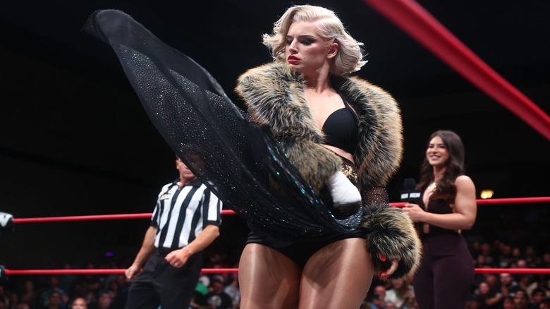 Toni Storm enters the ring