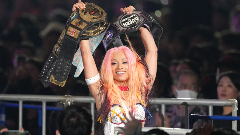 Mercedes Mone celebrates after match