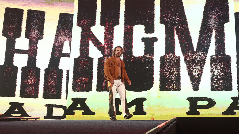 "Hangman" Adam Page makes his entrance ahead of his AEW World Championship Match against Jon Moxley at AEW All In Texas.