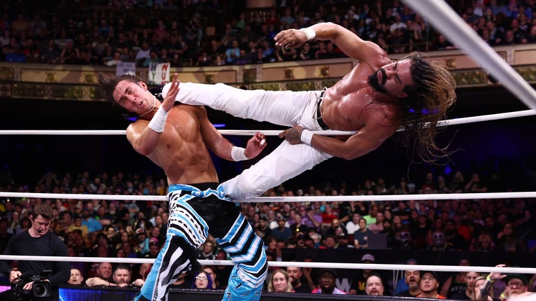 Andrade levels Nick Wayne with a kick