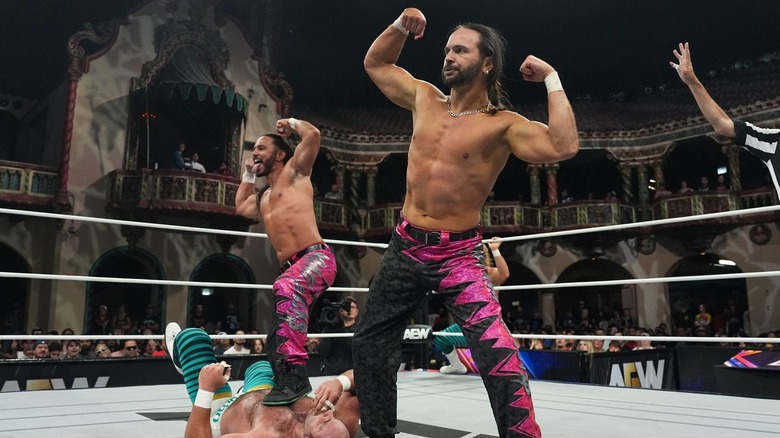 The Young Bucks pose in the ring on "AEW Dynamite"