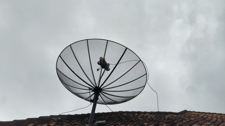 A satellite dish on a roof
