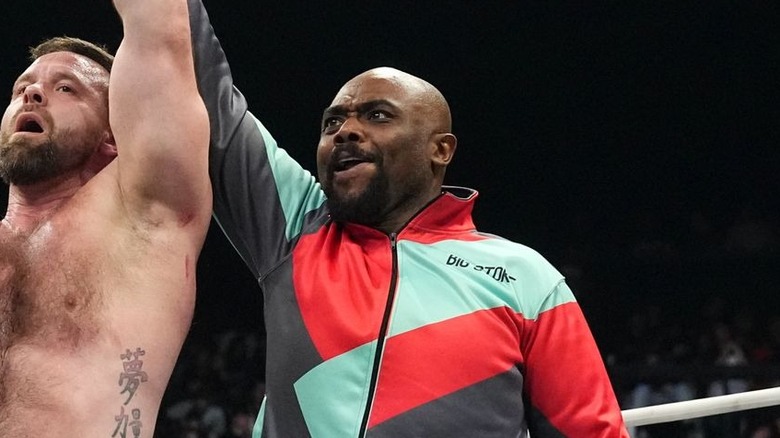 Stokely Hathaway celebrates with Cash Wheeler