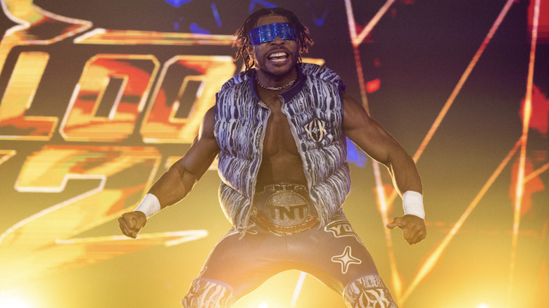 Knight on the entrance ramp with his TNT Championship belt