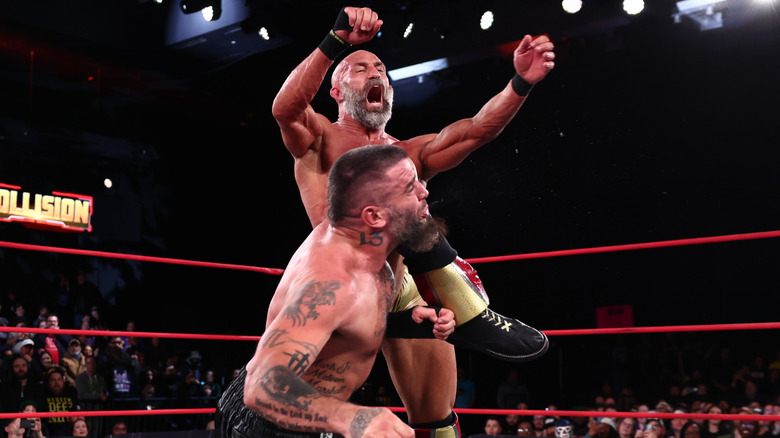 Tommaso Ciampa hits a big knee to the side of Mark Briscoe's face during their match on a January 2026 edition of "AEW Collision."