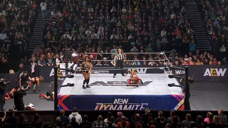 Athena, Nightingale, and Mone in the ring