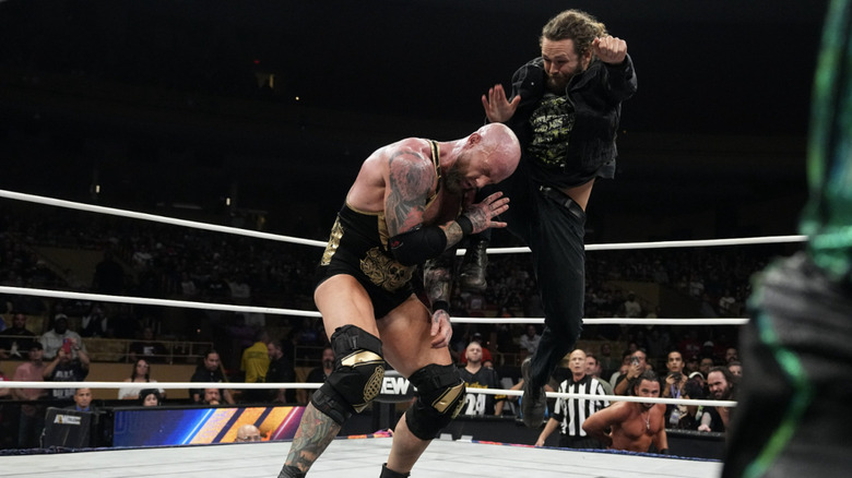 Perry landing a knee on the side of Alexander's head