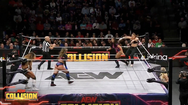 All four women inside the ring