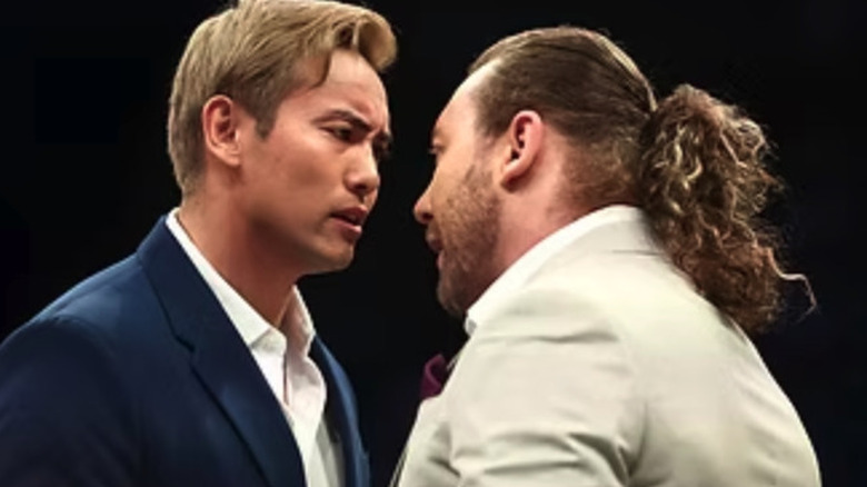 Kazuchika Okada stares down Kenny Omega
