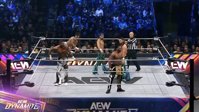 Several competitors in the ring