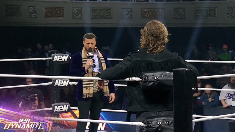 MJF and Page talking in the ring