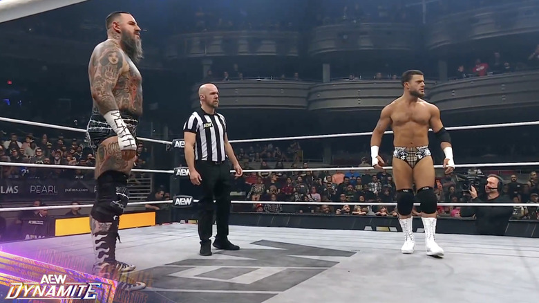 King and MJF both standing in the ring